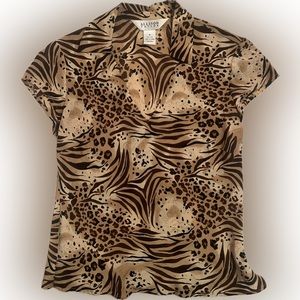 animal print collared top
